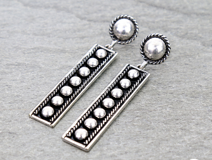 Western Bar Metal Bubble Stud Earrings