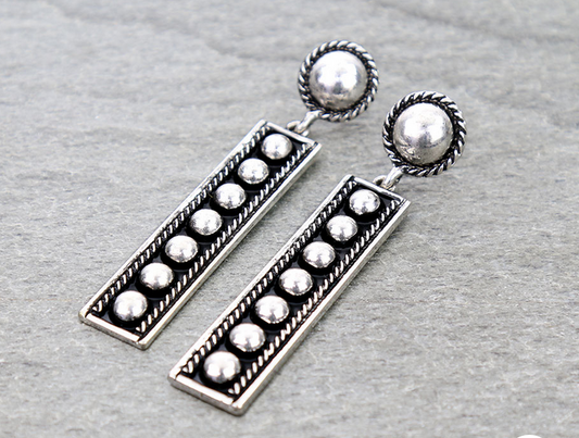 Western Bar Metal Bubble Stud Earrings