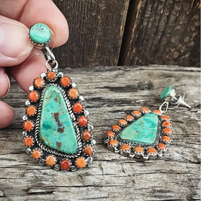 Orange and Turquoise Earrings
