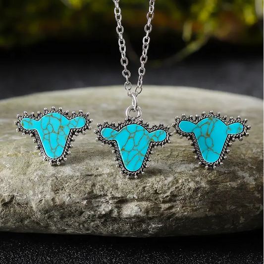 Calf Head Necklace and Earring Set