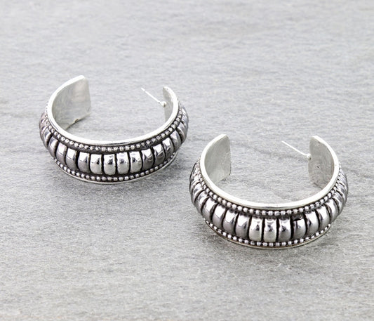 Western Metal Bubble Hoop Earrings