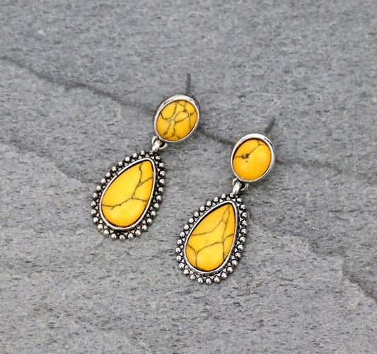 Western Teardrop Stone Stud Earrings
