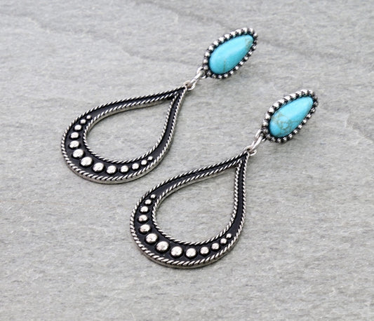 Western Teardrop Stone Stud Earrings