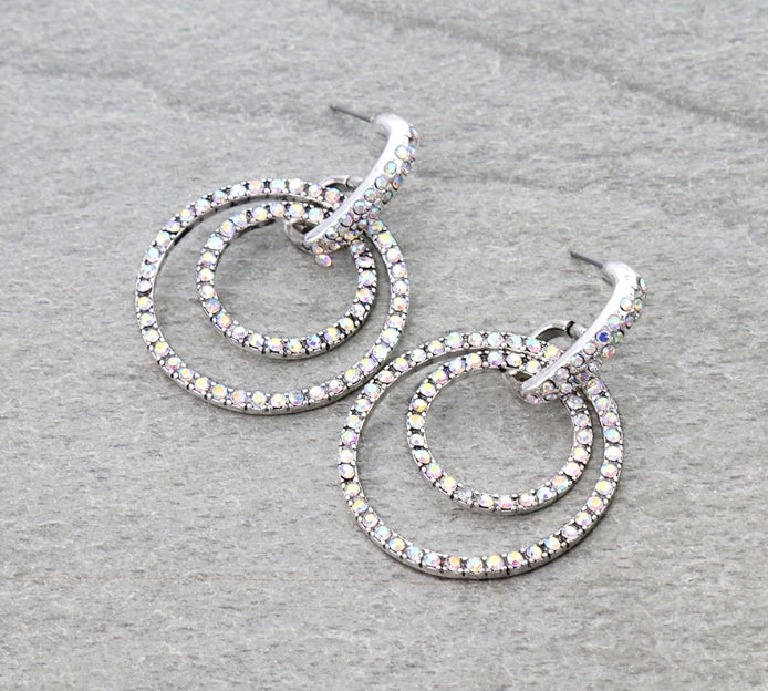 Western Double Round Hoop Stud Earrings