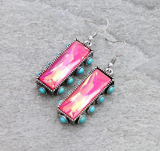 Bar Stone Dangle Earrings