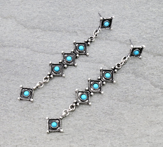 Western Square Cluster Stud Earrings