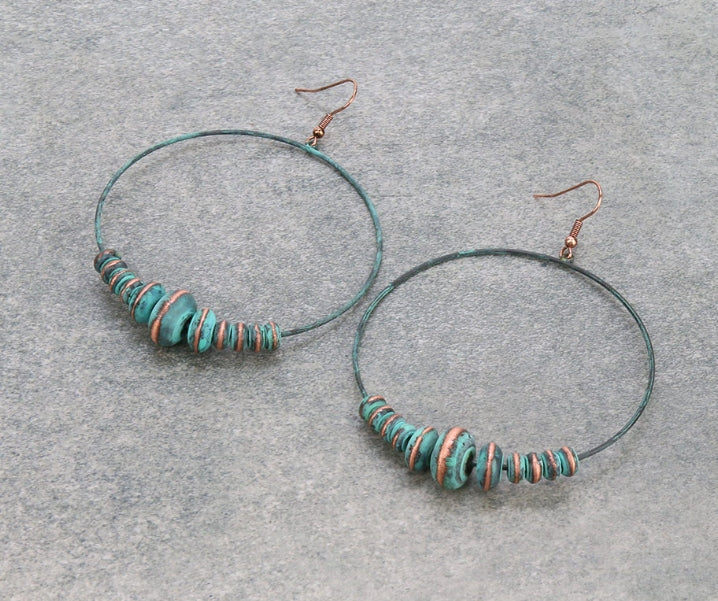 Navajo Bead Hoop Fish Hook Earrings
