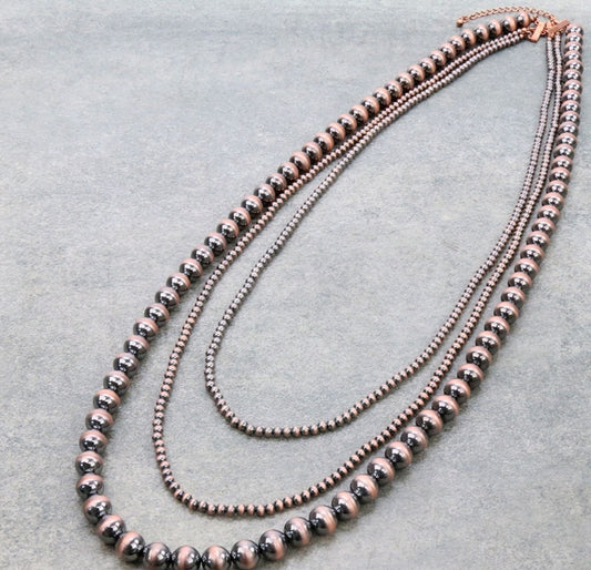 3 Row Navajo Style Pearl Necklace
