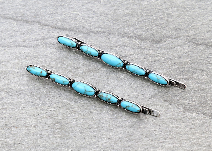 Western Design Stone Bobby Pins Set of 2