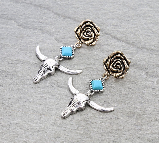 Western Steer skull Stud Earrings