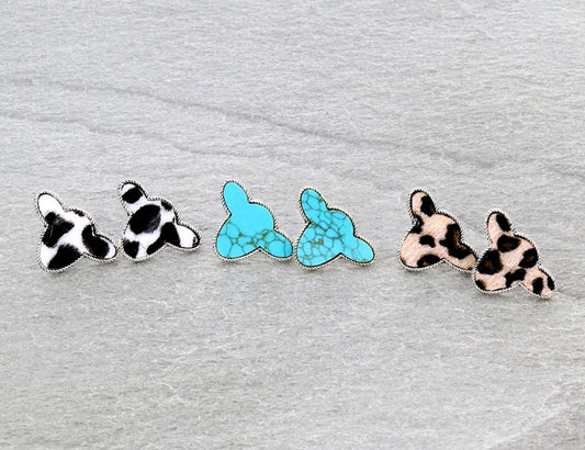 Western Cow Head 3 Pair Earring Set