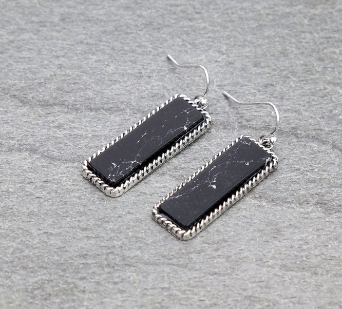 Western Hand Stone Bar Dangle Earrings