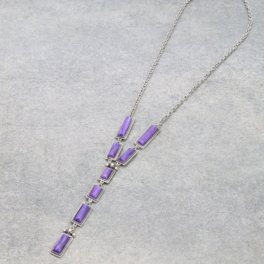 Western Hand Craft Stone Y Necklace