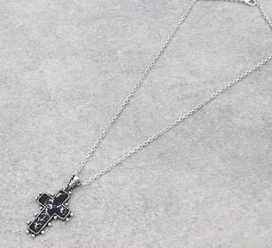 Ball TXR Cross Hand Stone Necklace