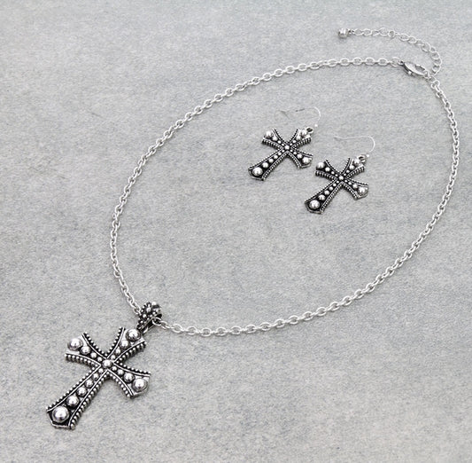 Western Ball TXR Cross Necklace Set