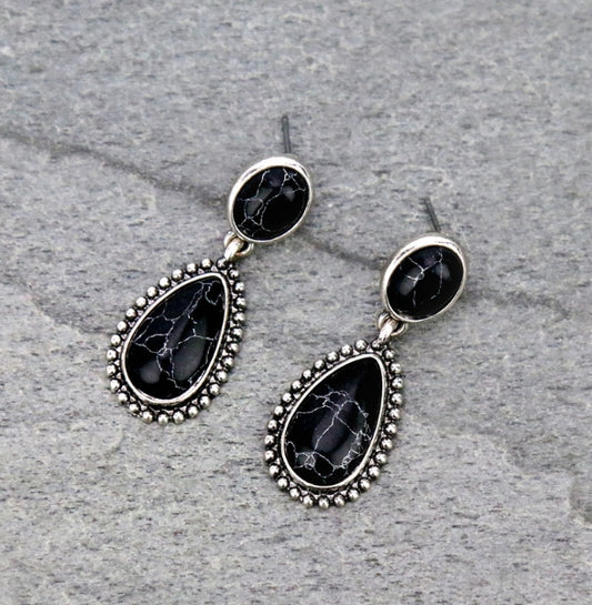 Western Teardrop Stone Stud Earrings