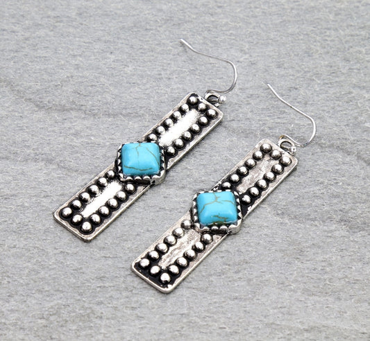 Western Bar Stone Dangle Earrings