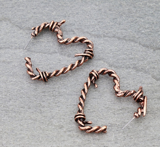 Barbed TXR Heart Hoop Earrings