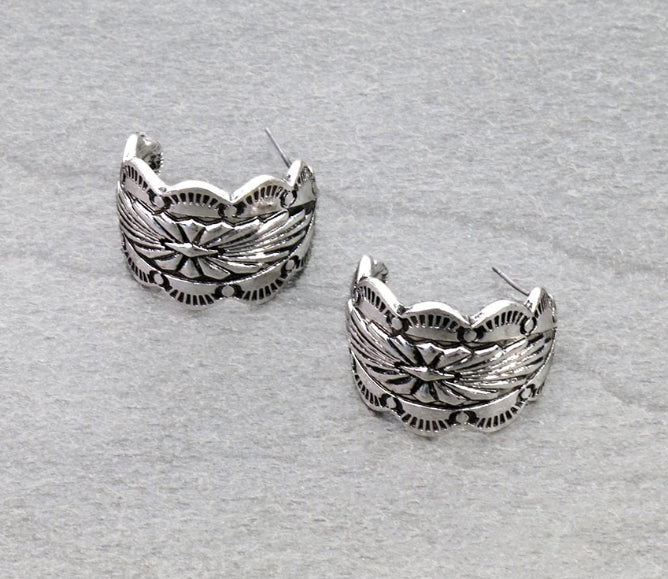 Western Concho Hoop Earrings