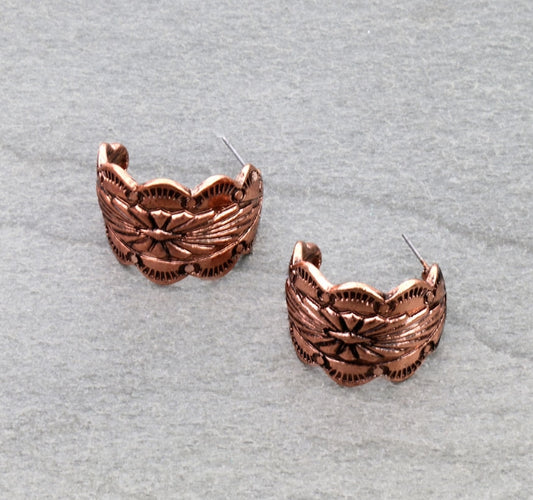 Western Concho Hoop Earrings