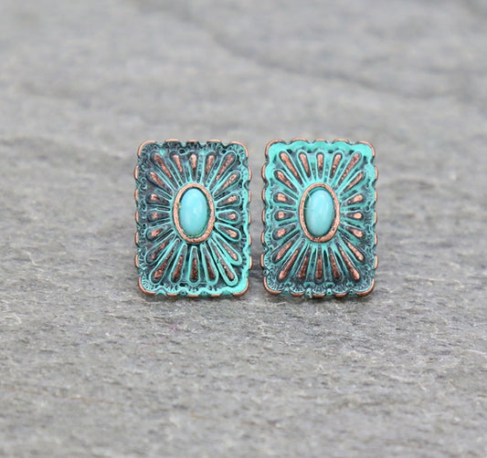 Western Concho Stud Earrings