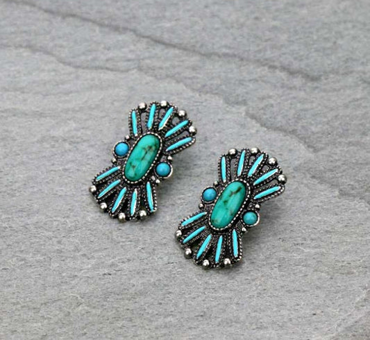 Western Concho Post Earrings