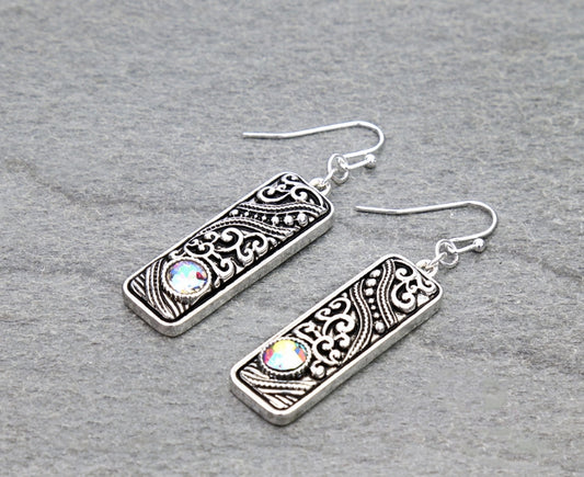 Tailored Filigree Bar Dangle Earrings