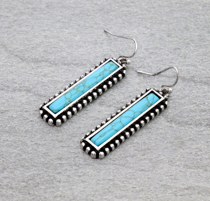 Western Bar Stone Dangle Earrings