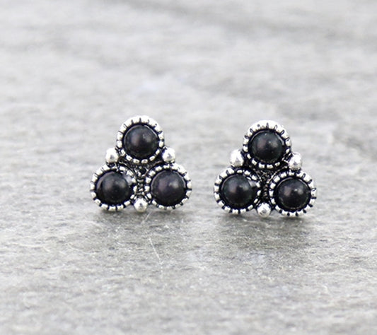 Western Triangle Stone Stud Earrings