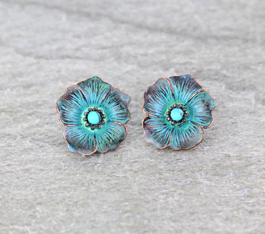 0.8″ Flower Casting Stud Earrings