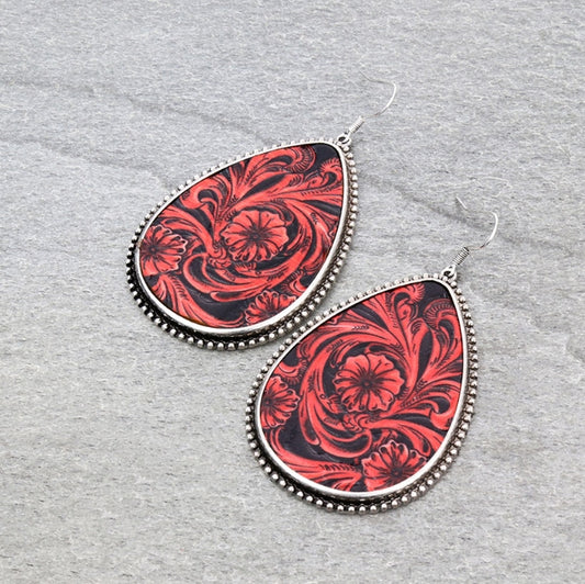 Flower Leather Dangle Earrings