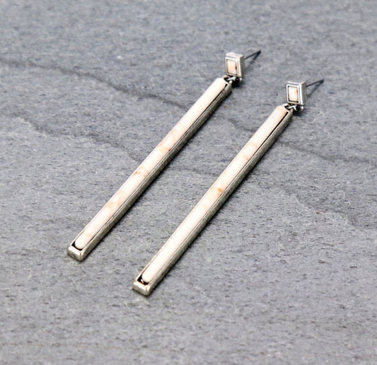 Western Stone Bar Drop Stud Earrings