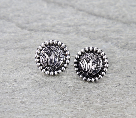 Filigree Sunflower Stud Earrings