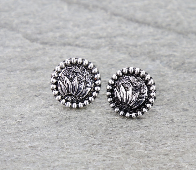 Filigree Sunflower Stud Earrings