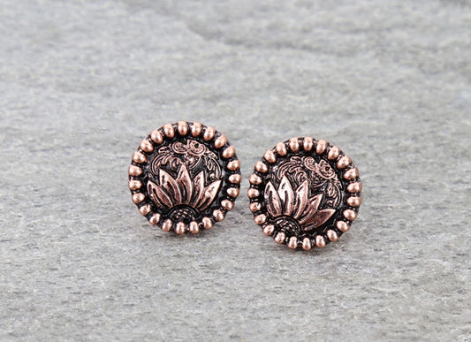 Filigree Sunflower Stud Earrings