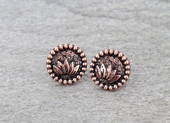 Filigree Sunflower Stud Earrings