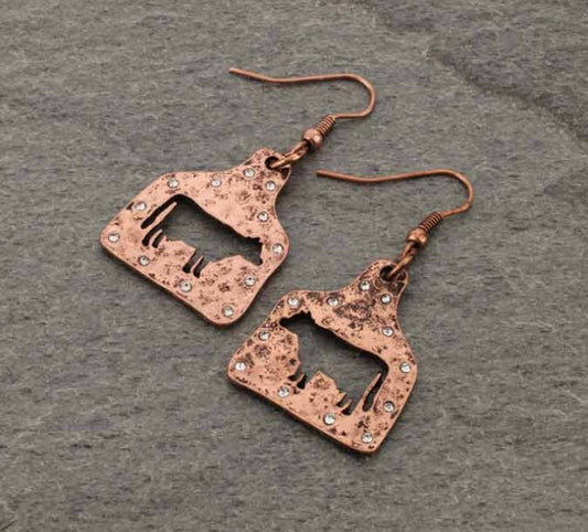 Cattle Tag Cow Cutout Fish Hook Earrings
