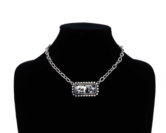 Cow Printed Bar Necklace