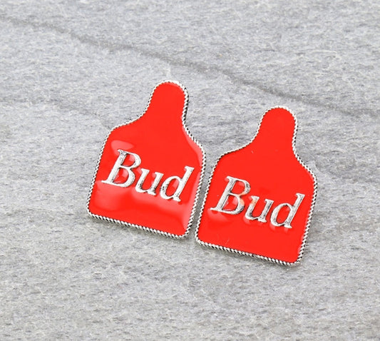 Epoxy Beer Ear Tag Stud Earrings