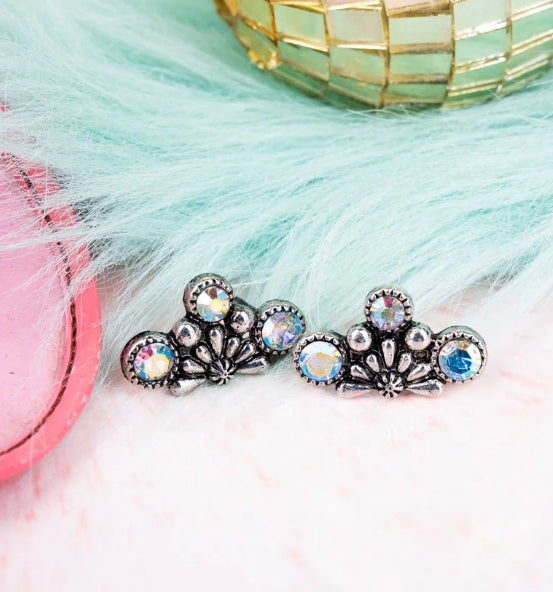 Iridescent Stone Lalana Silvertone Earrings