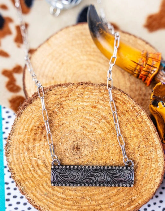 Brinson Bar Silvertone Necklace