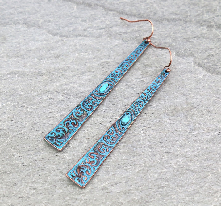 3″ Floral Casting Bar Dangle Earrings