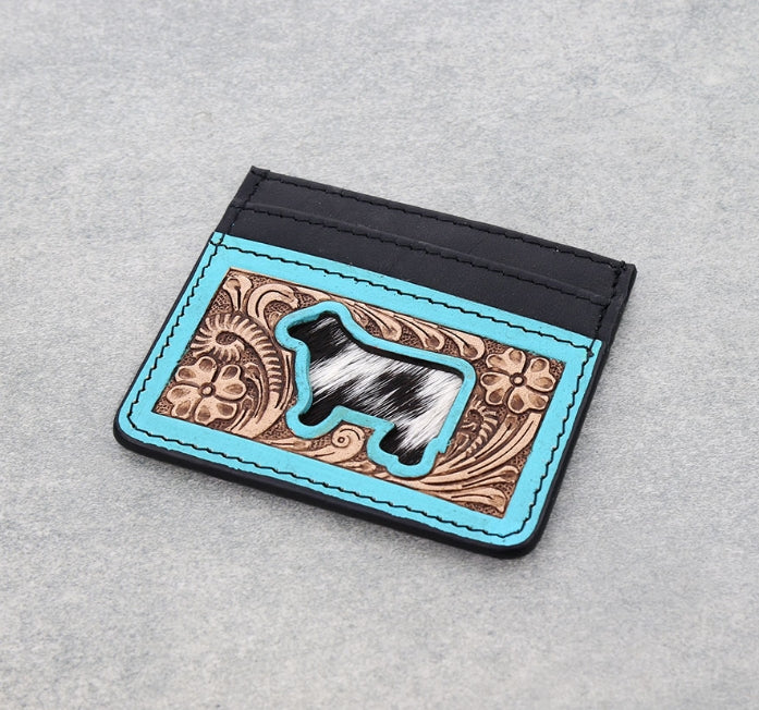 Western Tooled Leather Card Holder – Cow