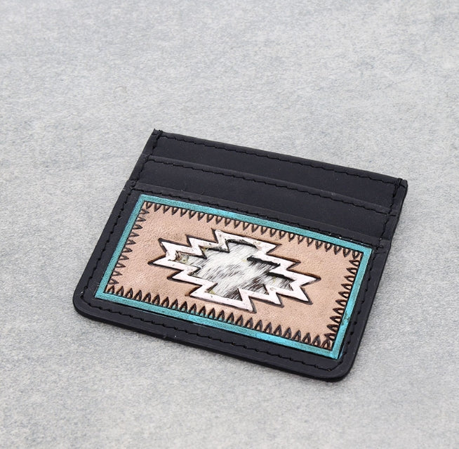 Western Tooled Leather Card Holder – Aztec