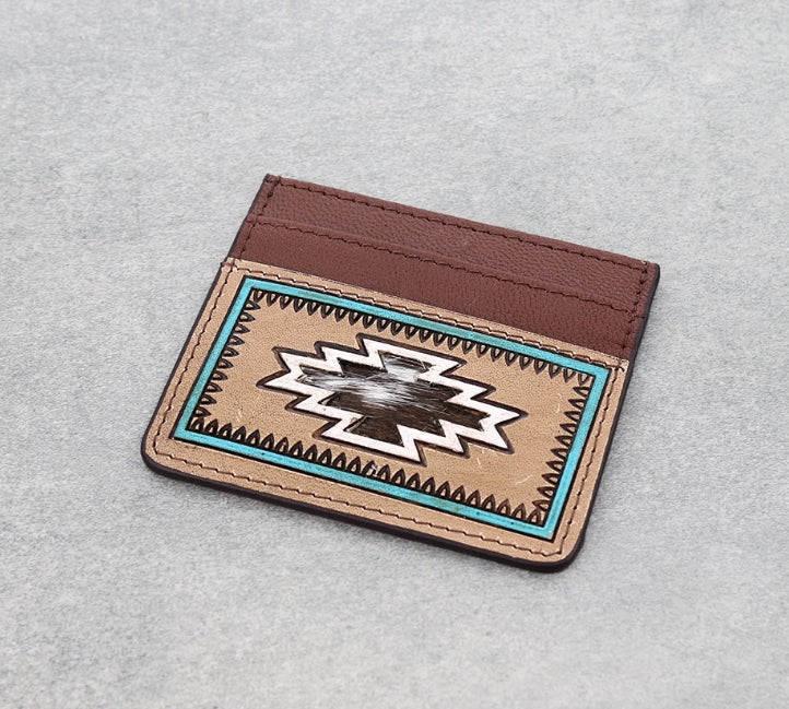 Western Tooled Leather Card Holder – Aztec