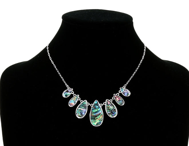 Abalone Resin Teardrop Necklace
