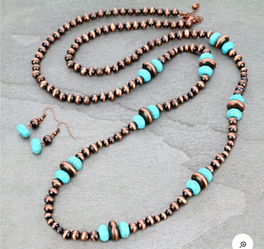 48″ Navajo Style Pearl Necklace Set