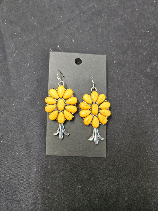 Mustard Squash Blossom Earrings