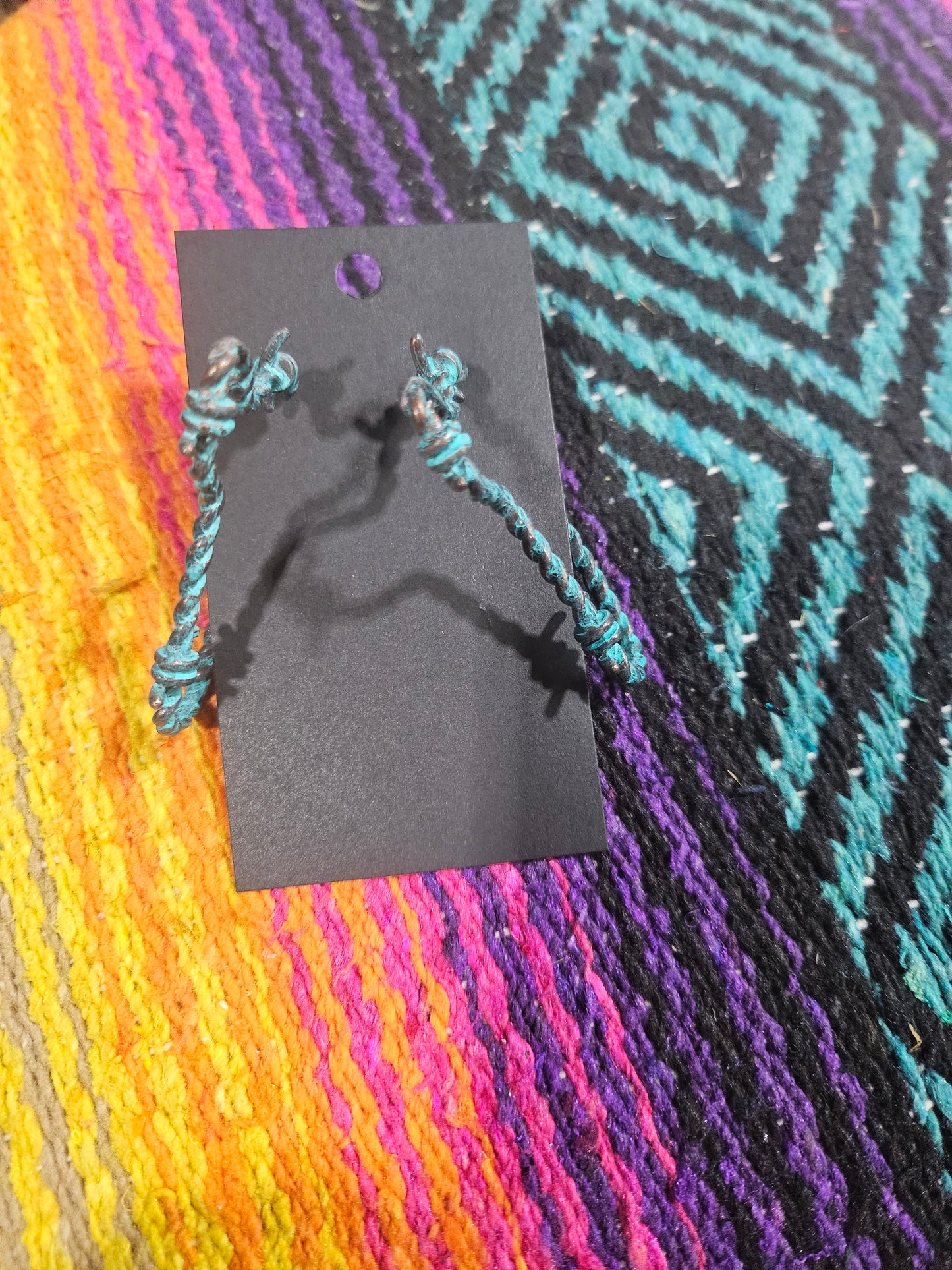 Barbed Wire Patina Cow Head Earrings