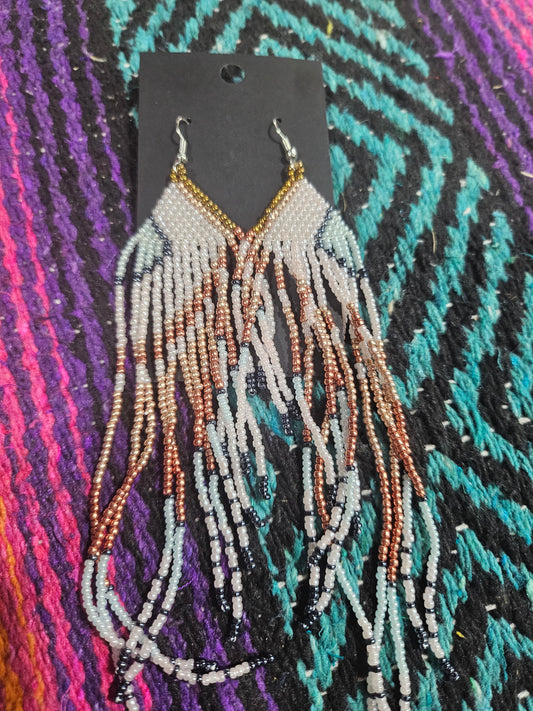 Multicolored Light Tone Seed Bead Earrings